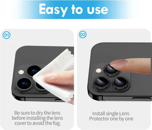 Miniatura 7 de Protector de lente de cámara Bling para iPhone 14 Pro/14 Pro Max, dureza 9H a prueba de rayones, protector de anillo individual de metal, accesorios