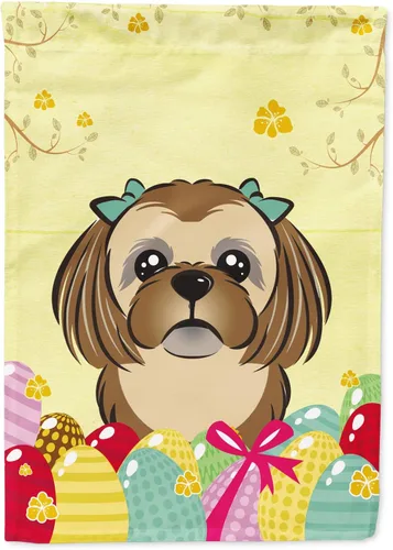 Miniatura 110 de Caroline's Treasures BB1920CHF - Bandera de caza de huevos de Pascua con diseño de bulldog francés, para casa, gran porche, para colgar en la pared