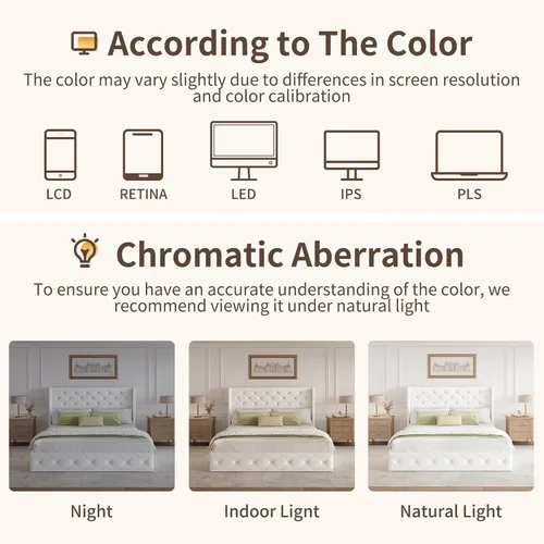 Miniatura 7 de BRELTAM Marco de Cama Tamaño Queen con Cajones de Almacenamiento y Cabecero Wingback Tapizado en Terciopelo Marco de Cama Plataforma Camas Blanco