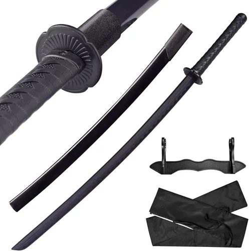 Miniatura 12 de Espada katana japonesa – Hoja negra de polipropileno con Saya, espada de entrenamiento Samurai para cosplay, 40.1 pulgadas