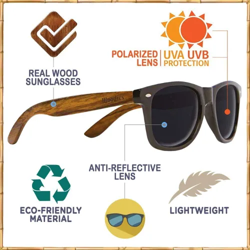 Miniatura 3 de WOODIES Wayfarer gafas de sol de madera con lentes polarizados