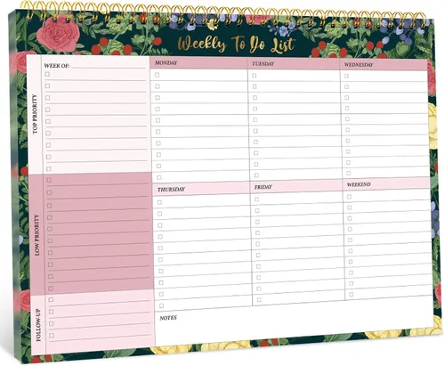 Miniatura 9 de Taja Bloc de notas semanal con 52 hojas sin fecha (8.5 x 11 pulgadas), planificador semanal de escritorio para mujeres y hombres, trabajo y hogar