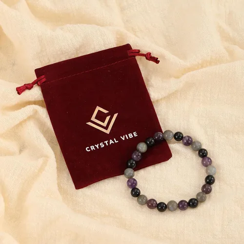 Miniatura 70 de Crystal Vibe Pulseras de cuentas de 0.315 in para mujeres y hombres, pulseras de cristal con piedras preciosas naturales, tamaño elástico ajustable