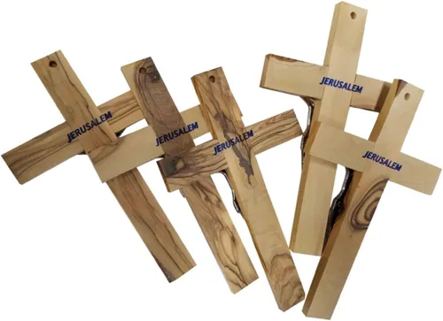Miniatura 3 de Bethlehem Gifts TM Cruz Crucifijo de Madera de Olivo de Belén Tallado a Mano (Crucifijo, 5")