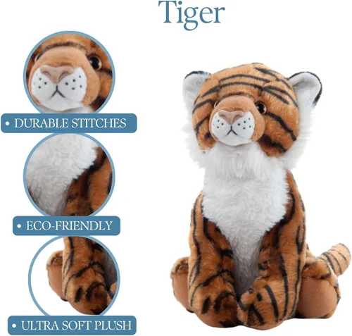 Miniatura 6 de The Petting Zoo Peluche de tigre, regalos para niños, animales del zoológico Wild Onez, juguete de peluche de tigre de 12 pulgadas