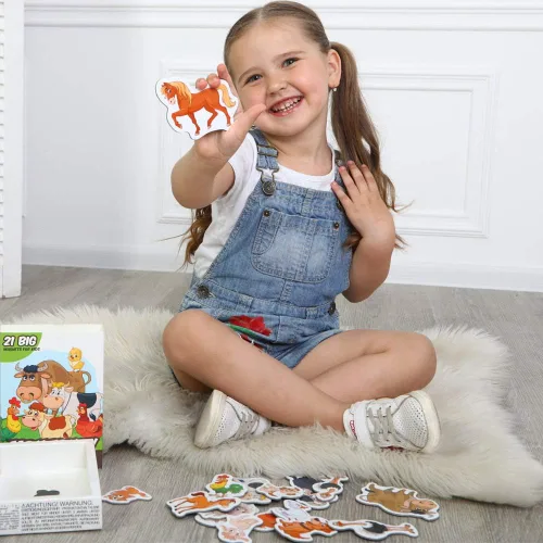 Miniatura 4 de Imanes de nevera para niños pequeños – magdum – 21 imanes familiares de granja para nevera – Lindos animales magnéticos para niños – Imán seguro