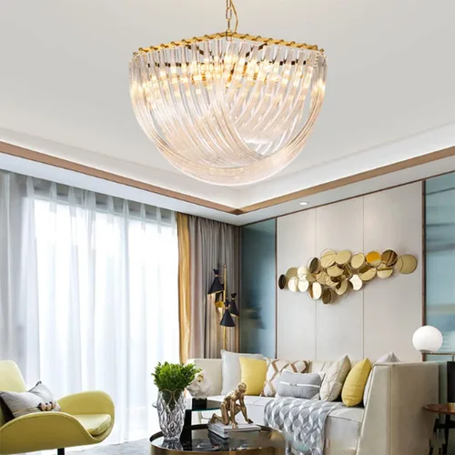 Miniatura 5 de American Novel Decorated Gold Chandelier Metal E14 LED Pendant Lights Retro Loft Adjustable Chain Hanging Lamp Living Room Lustre Lamparas