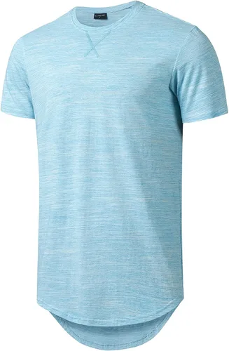 Mens Longline Gym Muscle Bodybuilding Tshirts Hipster Reflective Line Scallop Crewneck Tees Shirts Tops