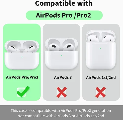 Miniatura 6 de Funda para AirPods Pro con kit de limpieza, funda de silicona suave para Apple AirPod Pro de 1ª/2ª generación, accesorios de funda AirPods Pro/Pro 2
