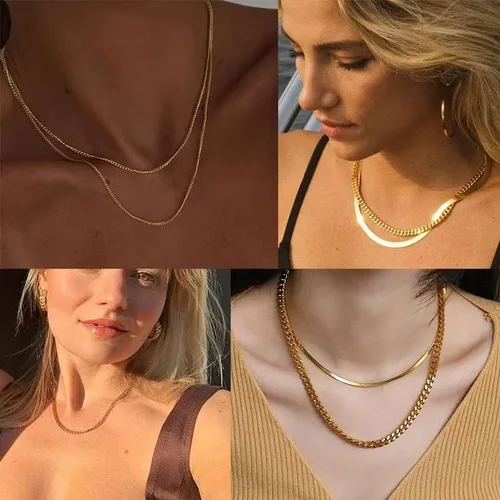 Miniatura 8 de Jstyle Collar de cadena de eslabones de acero inoxidable para hombres y mujeres, 3 piezas de 964 de pulgada (3.5 mm)