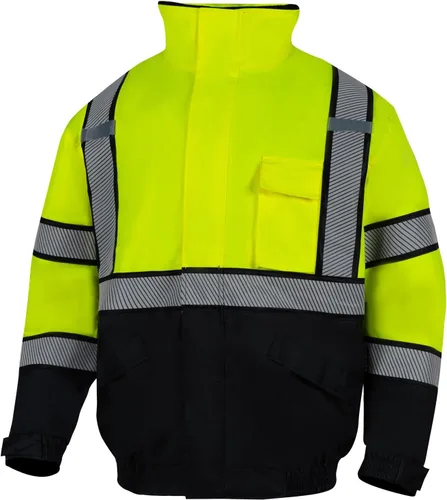 Miniatura 7 de VENDACE Chaquetas de Invierno Reflectantes de Alta Visibilidad Hi Vis para Hombres Forro Polar ANSI Clase 1 Negro (Negro, 3XL)