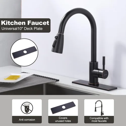 Miniatura 2 de Placa de cubierta de orificio para grifo de fregadero de 10 pulgadas para lavabo de baño y cocina, grifo de bronce frotado con aceite, placa