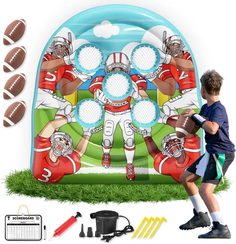 Juego inflable gigante de lanzamiento de objetivos de fútbol de 6 pies, divertidos juegos de patio para interiores y exteriores para niños y