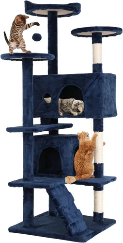 Miniatura 8 de Árbol para gatos de 54 pulgadas, torre de escalada para gatos con poste rascador, casa para gatos con percha, árbol para gatitos, condominio