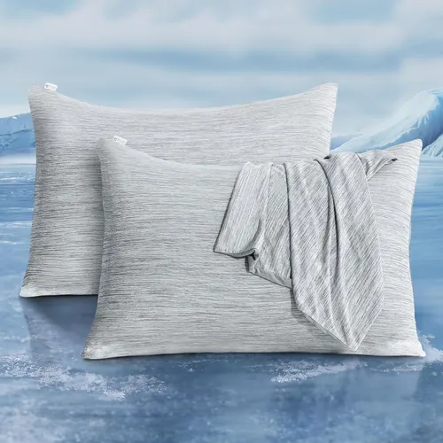 Miniatura 12 de LUXEAR Fundas de almohada refrescantes tamaño King, paquete de 2 fundas de almohada Arc-Chill Cool con diseño de doble cara [Refrescante y algodón]