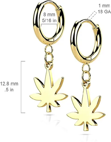 Miniatura 3 de Pendientes de aro con bisagras de acero inoxidable con hoja de maceta