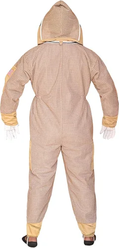 Miniatura 4 de Traje de abeja de 3 capas con velo de esgrima un par de guantes a prueba de picaduras traje de apicultura ventilado Caqui
