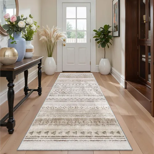 Miniatura 17 de Art&Tuft Alfombra de área de 8 x 10 pies, súper suave, ultrafina, marroquí, lavable, antideslizante, para sala de estar, plegable, geométrica, Gris