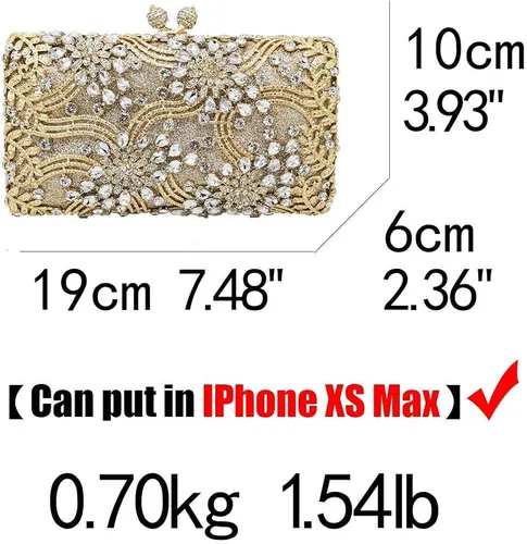 Miniatura 2 de Boutique De FGG Bolsos de noche de flores para mujer, bolso de mano de cristal, bolso de boda y bolso de fiesta nupcial