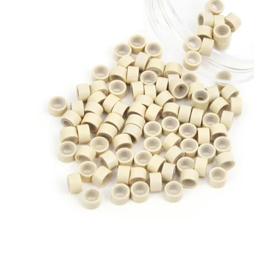 Miniatura 22 de Vlasy 100 Piezas Cuentas de Nano Anillo con Forro de Silicona para Extensiones de Cabello Humano con Nano Anillo 5 Colores Opcionales (Negro)