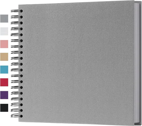 Miniatura 23 de potricher Álbum de scrapbook DIY de 10 x 10 pulgadas, 80 páginas de papel kraft grueso negro en blanco, libro de recuerdos para bodas y aniversarios