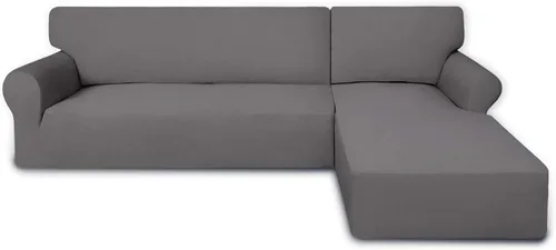 Miniatura 8 de PureFit - Fundas superelásticas para sofá modular en L, 2 fundas de elastano antideslizantes con borde elástico, ideal para niños y mascotas