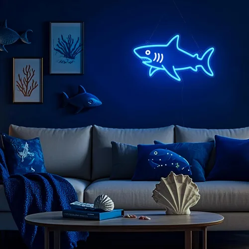 Miniatura 5 de CoolGift Mart Letrero de neón de tiburón, luz LED regulable de tiburón, decoración de pared de animales, regalo de Navidad, regalo de elefante