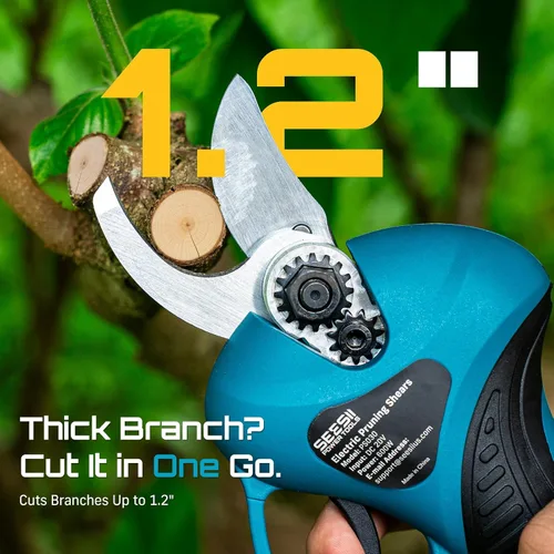 Miniatura 3 de Seesii Tijeras de podar eléctricas 2 en 1 con poste, alcance de 15 pies, diámetro de corte de 1.2 pulgadas, batería de 21V 4000mAh, podadora