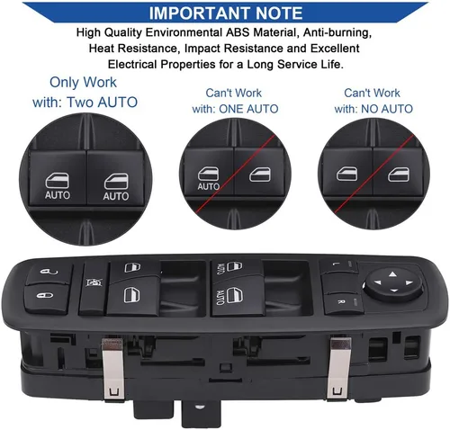 Miniatura 6 de Obaee Interruptor de ventana delantera izquierda 68231805AA compatible con Chrysler 300 2011-2012, Chrysler 200 2015-2017, Dodge Charger 2011-2014