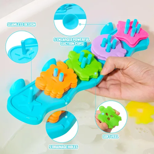 Miniatura 3 de Juguetes de baño para niños de 1 a 3 años, 21 unidades Juguetes de baño divertidos y sin moho para niños de 2 a 4 años Clasificador educativo