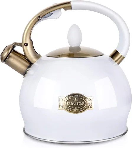 Miniatura 12 de SUSTEAS Tetera Silbante para Estufa - Tetera de Té de Acero Inoxidable Grado Alimenticio con Mango Ergonómico de Toque Frío, Con 1 Guante de Negro