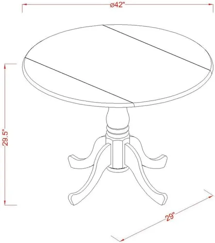 Miniatura 11 de East West Furniture DLIP3-BMK-W Juego de mesa y sillas de cocina de 3 piezas contiene una mesa de comedor redonda con gotas y 2 sillas de comedor