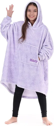 THE COMFY Dream Jr para niños | Manta portátil de forro polar de microfibra ligera con capucha y bolsillo | Visto en Shark Tank Niños Heather Purple