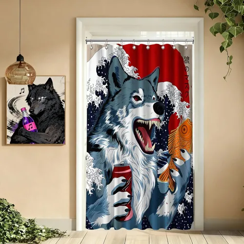 Miniatura 10 de Cortina de ducha estrecha con diseño de gato negro y animé japonés para casa rodante, juegos de decoración de baño, tela impermeable con ganchos, 36