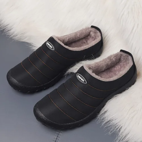 Miniatura 2 de UBFEN - Pantuflas cálidas de invierno para hombre y mujer con forro de felpa mullida, zapatos de casa con suela de caucho antideslizante