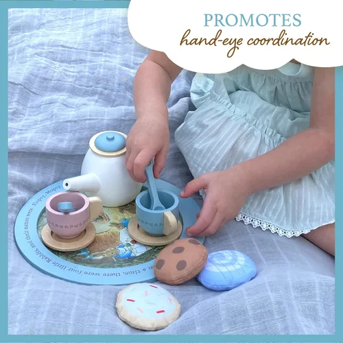 Miniatura 5 de Kids Preferred Beatrix Potter Peter Rabbit - Juego de té de madera para juego de simulación, 11 piezas