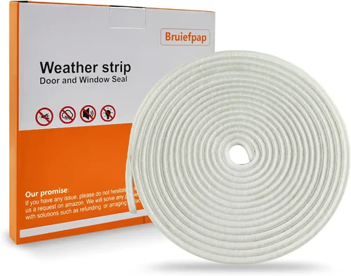Miniatura 16 de Bruiefpap Burlete impermeable de 16.5 pies para puertas y ventanas, sello de puerta autoinsonorizante, aislamiento de puerta para correderas, Gris