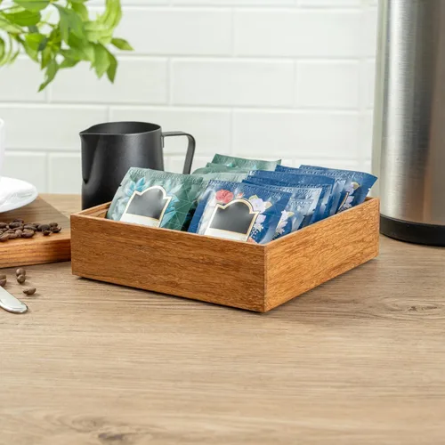 Miniatura 4 de Eco Display Contenedor de condimentos de bambú de 7 x 7 x 2 pulgadas, 1 caja grande para especias, resistente a astillas, para condimentos