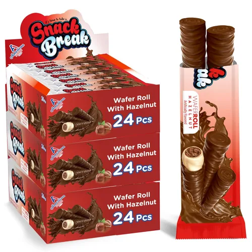 Miniatura 13 de Snack Break Snacks de oblea enrollada de coco con relleno cremoso de coco, bocadillos de oblea envueltos individualmente, (paquete de 24)