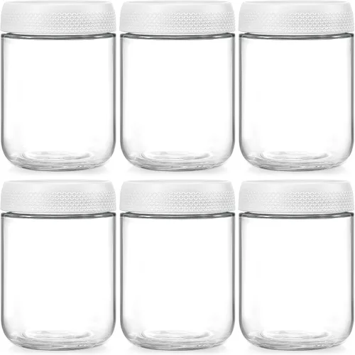 Miniatura 14 de NETANY Paquete de 6 recipientes de 16 oz para avena nocturna con tapas, tarros de vidrio con tapas herméticas, tarros de ensalada Mason de boca