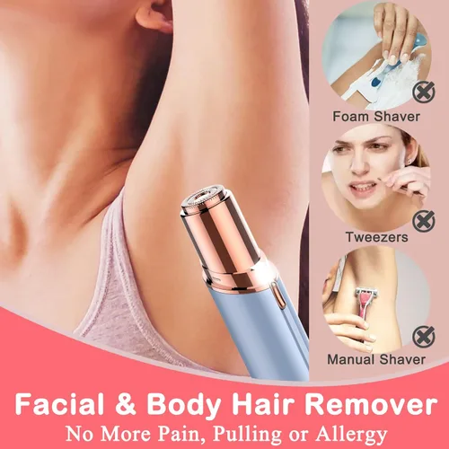 Miniatura 2 de LAIKME Rosarden - Removedor de vello facial, afeitadora para mujeres, recargable por USB, IPX6, impermeable, para labios, cuerpo, brazos, bigotes