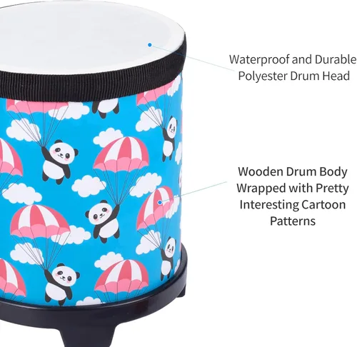 Miniatura 2 de Juego de tambores tom de piso Bongo para niños: Instrumento musical de percusión para niños con 2 baquetas - Tambor de suelo Montessori para bebés