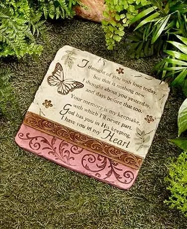 SB Goods Piedra conmemorativa decorativa con texto en inglés "I Thought of You" para tu patio (paquete de unidades)