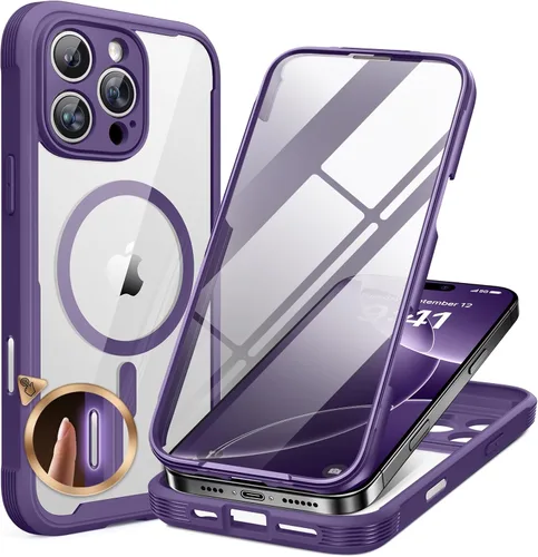 Miniatura 140 de Miracase Funda para iPhone 13 de 6.1 pulgadas, [sin burbujas] funda de teléfono de cuerpo completo con pantalla de vidrio completa integrada, sin