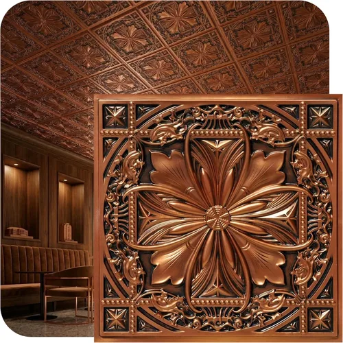 Miniatura 18 de from Plain to Beautiful in Hours DCT10at-24x24 Milan - Azulejo de techo de PVC de 2' x 2' para pegar o colocar (Caja / 4 pies cuadrados), Taupe