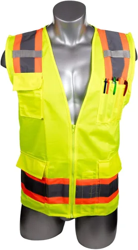 Miniatura 3 de Malta Dynamics Chaleco de inspección de seguridad amarillo de alta visibilidad, compatible con OSHA/ANSI, tamaño multi 1 Paquete