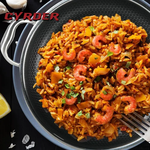 Miniatura 4 de Gran sartén de freír profunda híbrida antiadherente - 13 pulgadas 316L de acero inoxidable con tapa y asa de dos mangos, libre de PFOA, apta