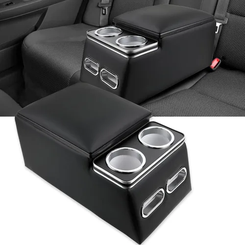 Organizador universal para consola central de coche con portavasos y soporte para teléfono, consolas para asiento trasero con apoyabrazos y caja de