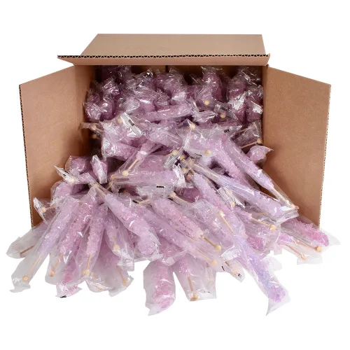Miniatura 57 de Palitos de caramelo de roca extragrandes: 12 paletas de cereza rosa – envueltas individualmente – Palitos de caramelo de roca de cristal