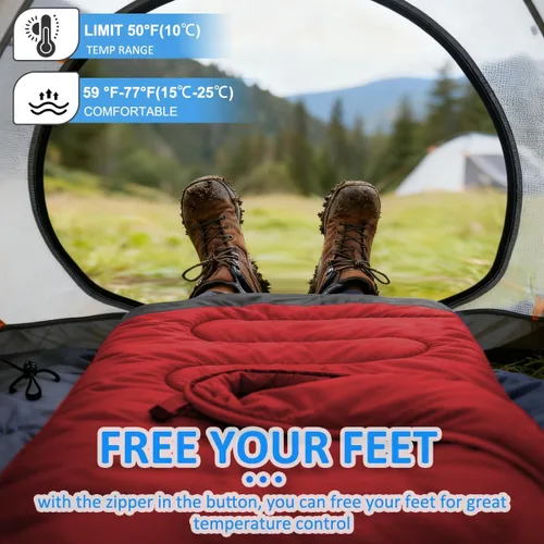 Miniatura 6 de Oaskys - Saco de dormir para acampar, para 3 estaciones, clima cálido y fresco, verano, primavera, otoño, ligero, resistente al agua, para adultos